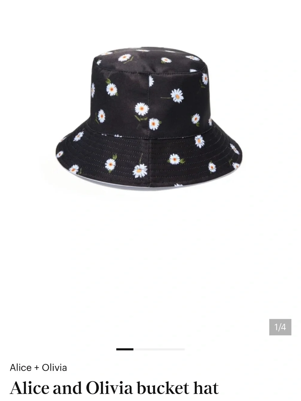 Alice + Olivia Black Bucket Hat with White Daisy Embroidery - Kids